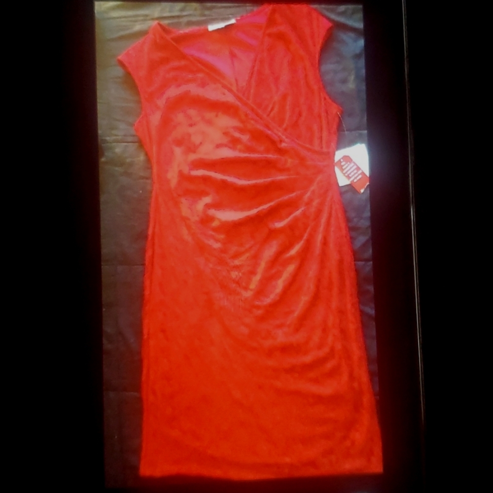 Woman's Red / Wine Lace Rouched Dress Size 1x ( 16/18)
